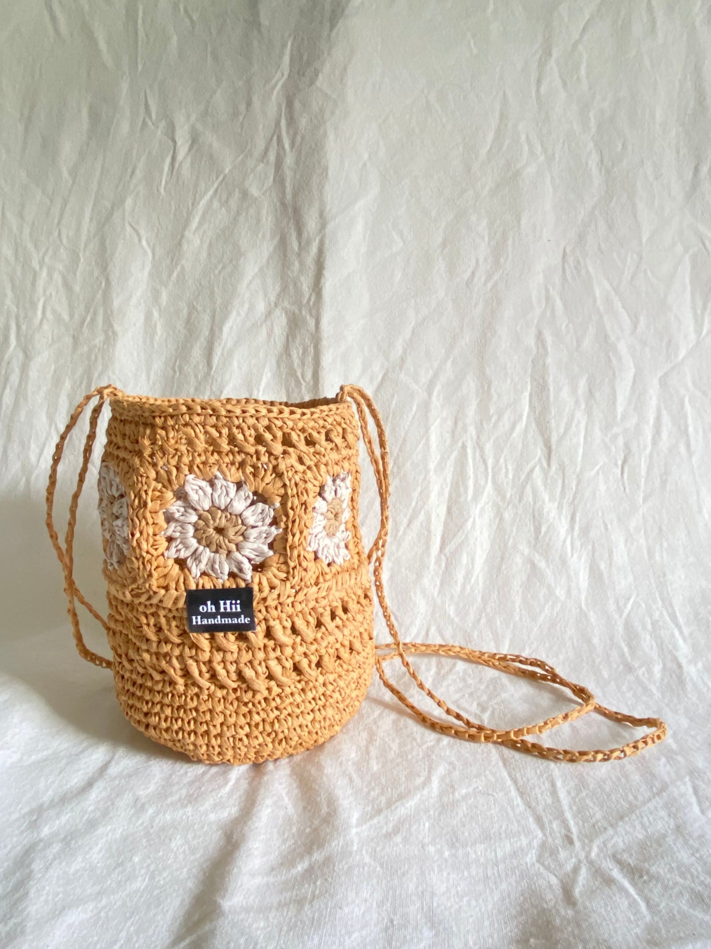 Crochet Raffia Daisy Bag
